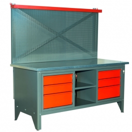 WORKBENCH 2m AND 6 DRAWERS WITH BOARD