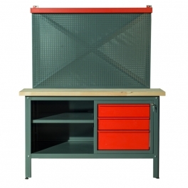 WORKBENCH 1,5m AND 3 DRAWERS WITH BOARD