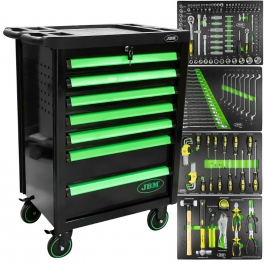 JBM 53763 7 DRAWER CABINET WITH TOOLS (GREEN)